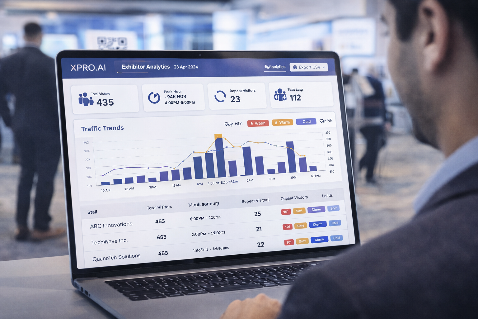 Real-time exhibitor lead capture dashboard - xpro.ai